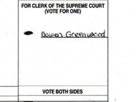 A completed write-in ballot