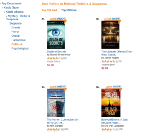 Death of Secrets is on the Amazon Kindle bestseller list.