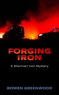 The cover of Forging Iron: A police car and a jeep.